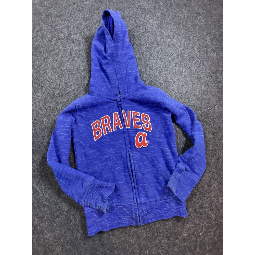 Atlanta Braves Zip Up Hoodie Kid's 4-5 Blue MLB New Era